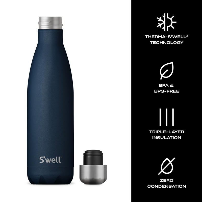 S'well Stainless Steel Water Bottle, 17oz, Azurite, Triple Layered Vacuum Insulated Containers Keeps Drinks Cold for 36 Hours and Hot for 18, BPA Free, Perfect for On the Go - Image 4